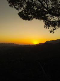 Scenic view of silhouette landscape against sky during sunset