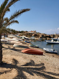 Scenic view of beach against clear sky