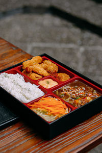 Close-up of food on table
