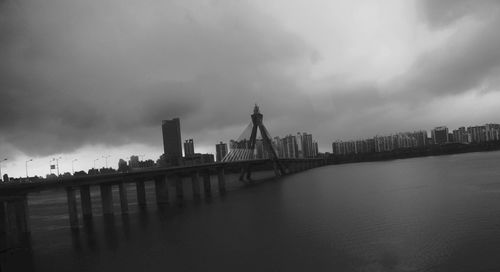 River against cloudy sky