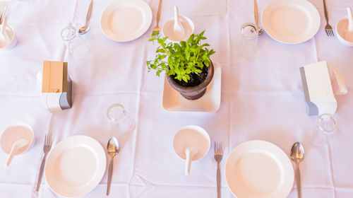 High angle view of coffee on table