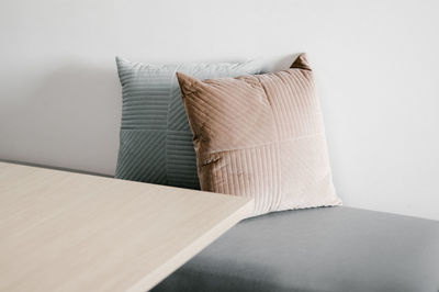 Close-up of cushions on sofa