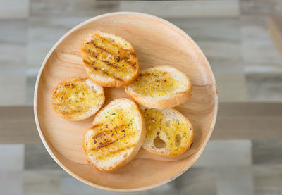 High angle view of bread on table