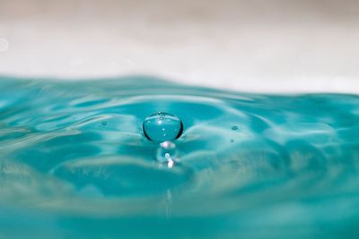 Close-up of drop on turquoise water