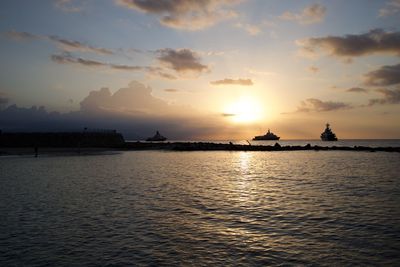 Scenic view of sea against sky during sunset