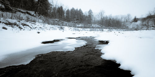 Scenic view of frozen lake against sky