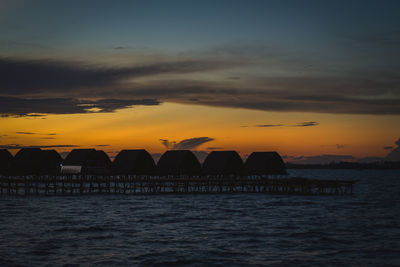 Scenic view of sea against orange sky