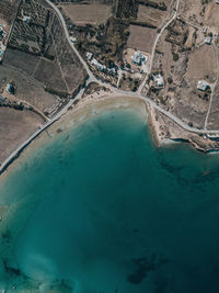 Aerial view of landscape by sea