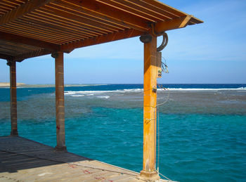 Scenic view of sea against blue sky