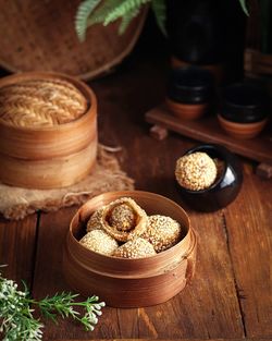 Close-up of food on table