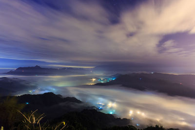 Scenic view of storm clouds over landscape