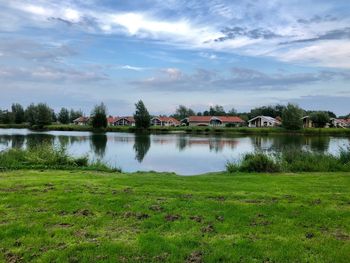 Scenic view of lake against sky