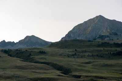 Scenic view of mountains against clear sky