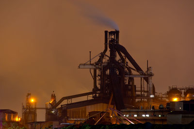 Silhouette of the steelworks at night