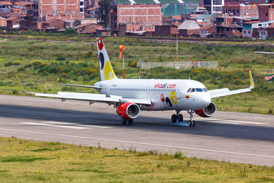 View of airplane on airport runway