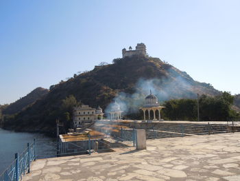 Scenic view of sea against clear sky