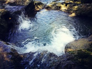 High angle view of waterfall