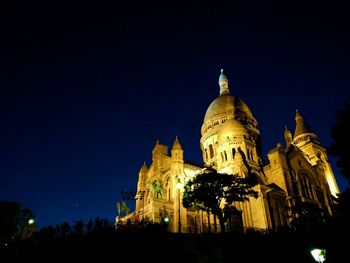 Low angle view of church at night