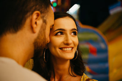 Smiling woman looking away