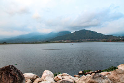 Scenic view of lake against sky