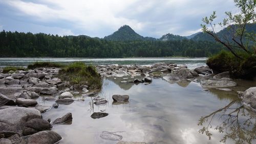 Scenic view of lake against sky