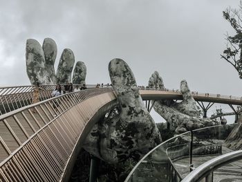 Low angle view of statue against sky