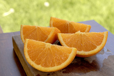 Close-up of orange on table