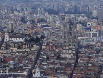 High angle view of buildings in city