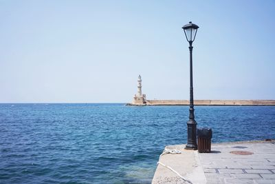 Scenic view of sea against clear sky