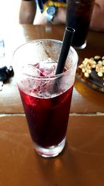 Close-up of drink in glass on table