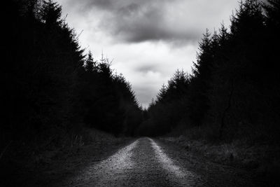 Country road against cloudy sky