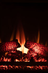 Close-up of fire in the dark
