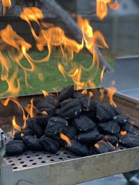 Close-up of charcoal briquettes