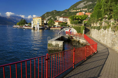 View of pathway by the lake