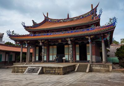 View of temple building against cloudy sky