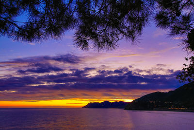 Scenic view of sea against sky at sunset