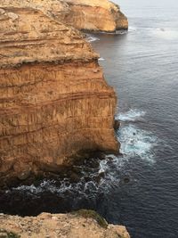 High angle view of rock formations by sea at innes national park