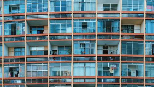 Full frame shot of building in sao paulo blue and orange