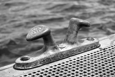 Close-up of metallic bollards