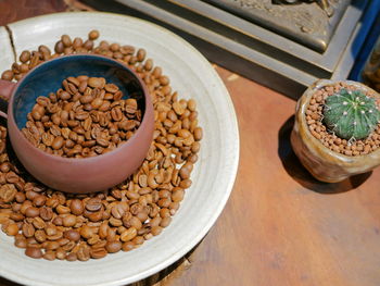 High angle view of food on table