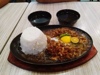 High angle view of meal served in plate