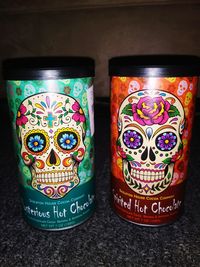 Close-up of painting on table