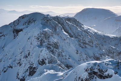 A very snowy aonach eagach on a perfect winters day