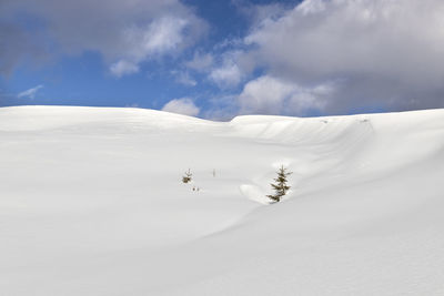 Scenic view of snowcapped mountain against sky