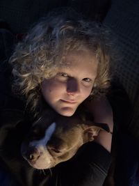 Portrait of girl with dog