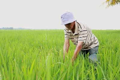 Man working on field