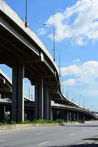 Low angle view of elevated road against sky