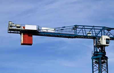 Crane with blue sky no people stock photo