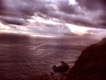 Scenic view of sea against cloudy sky