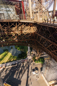 High angle view of construction site in city
